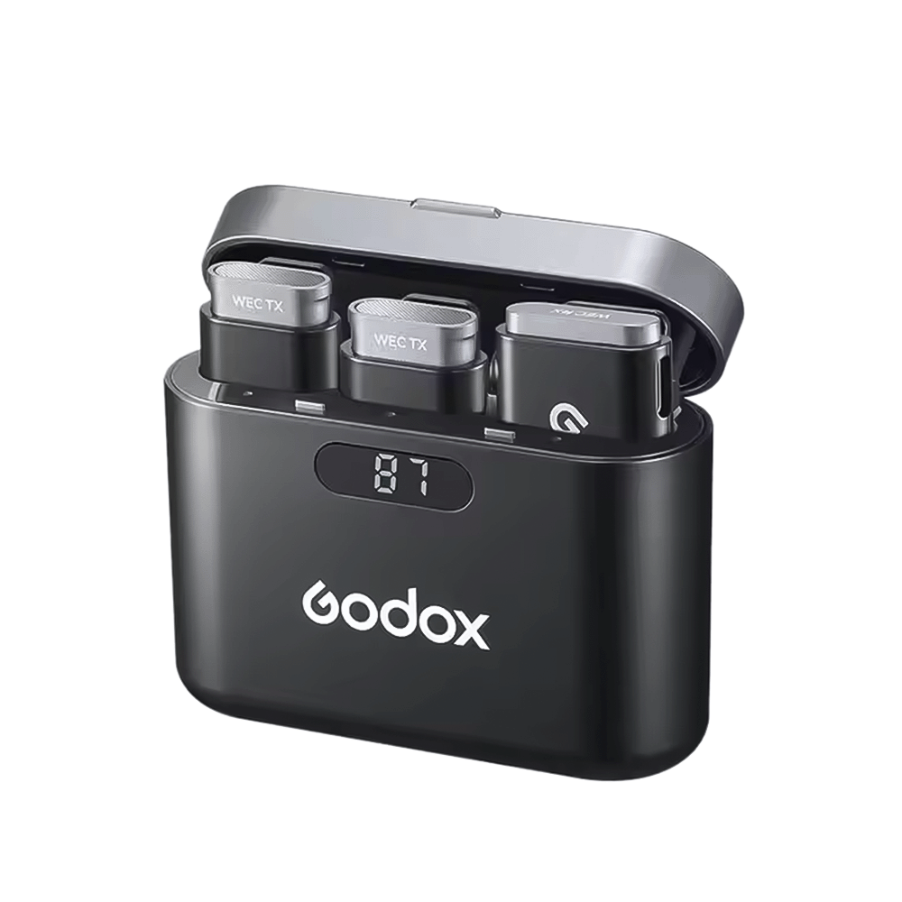 جودوكس ميكروفون لاسلكي مع علبة شحن لكاميرا الهاتف الذكي و الكاميرات - موديل WEC