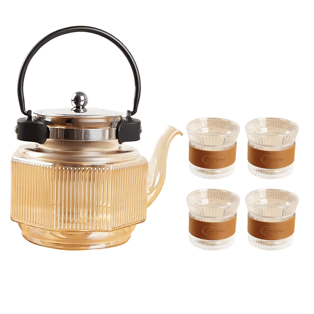 سيو طقم شاي زجاجي فاخر مع 4 أكواب - موديل SYNTZ-359

