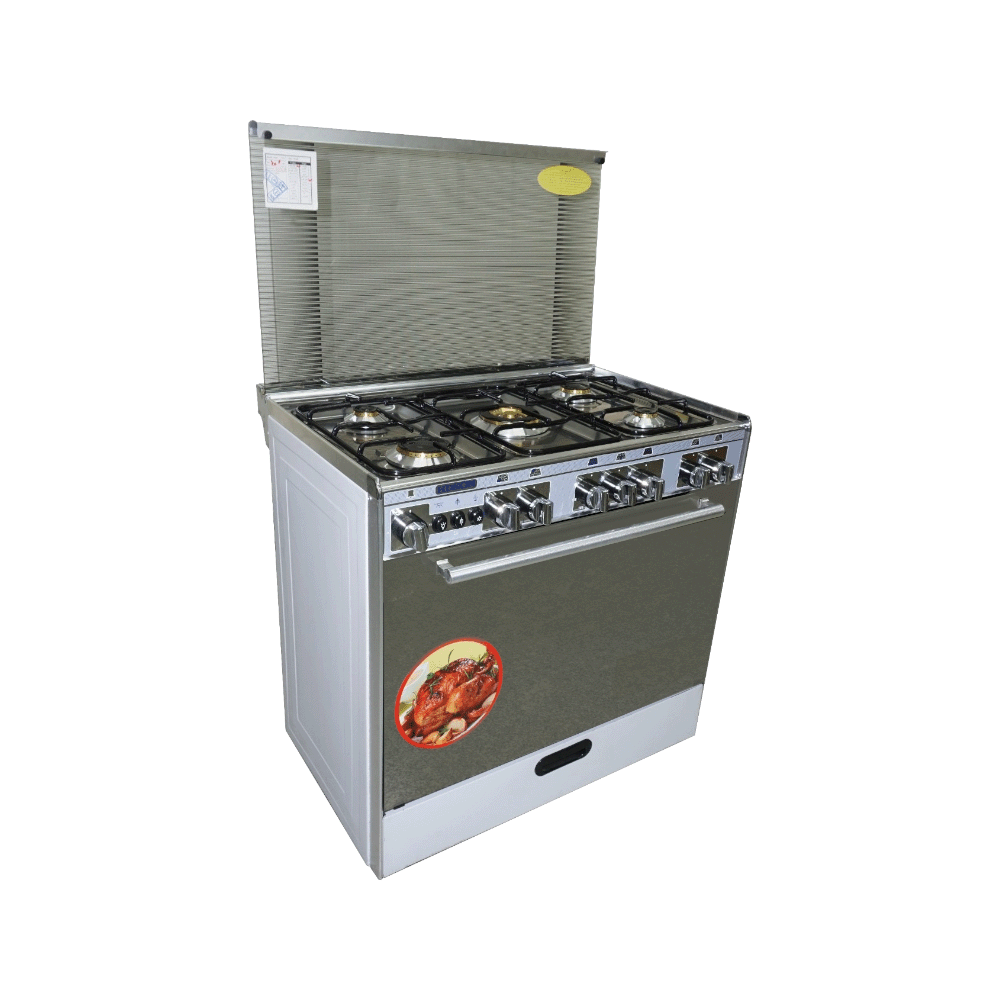 هدسون طباخة غاز 5 شعلات موديل HC-3520-EG مقاس 80*50 سم - فضي 