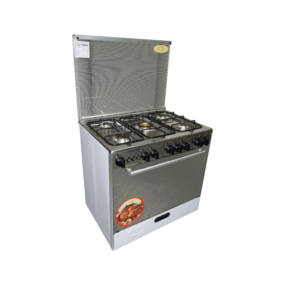 هدسون طباخة غاز 5 شعلات موديل HC-3620-EG مقاس 80*60 سم - فضي 