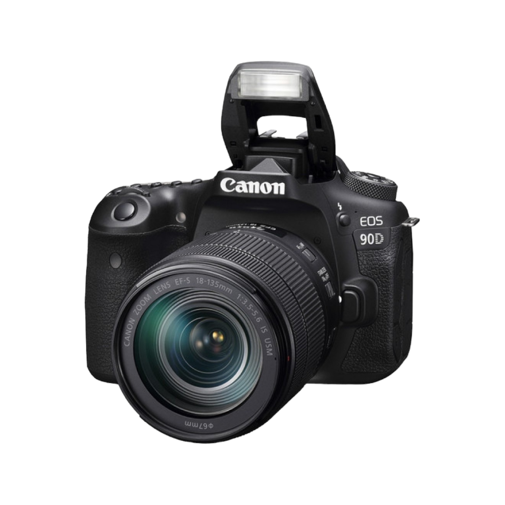 كانون كاميرا 90D بدقة 32.5 وتصوير 4K بعدسة 18-135 مللمتر - أسود
