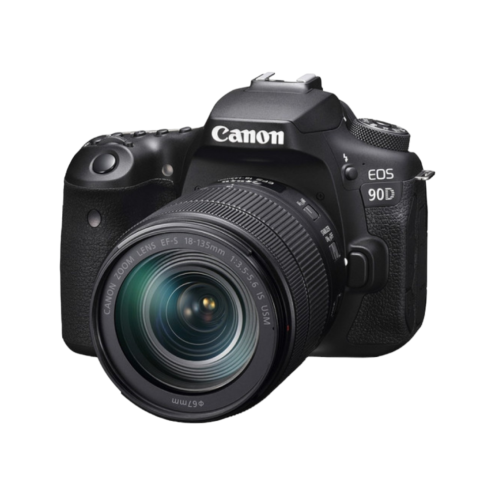 كانون كاميرا 90D بدقة 32.5 وتصوير 4K بعدسة 18-135 مللمتر - أسود