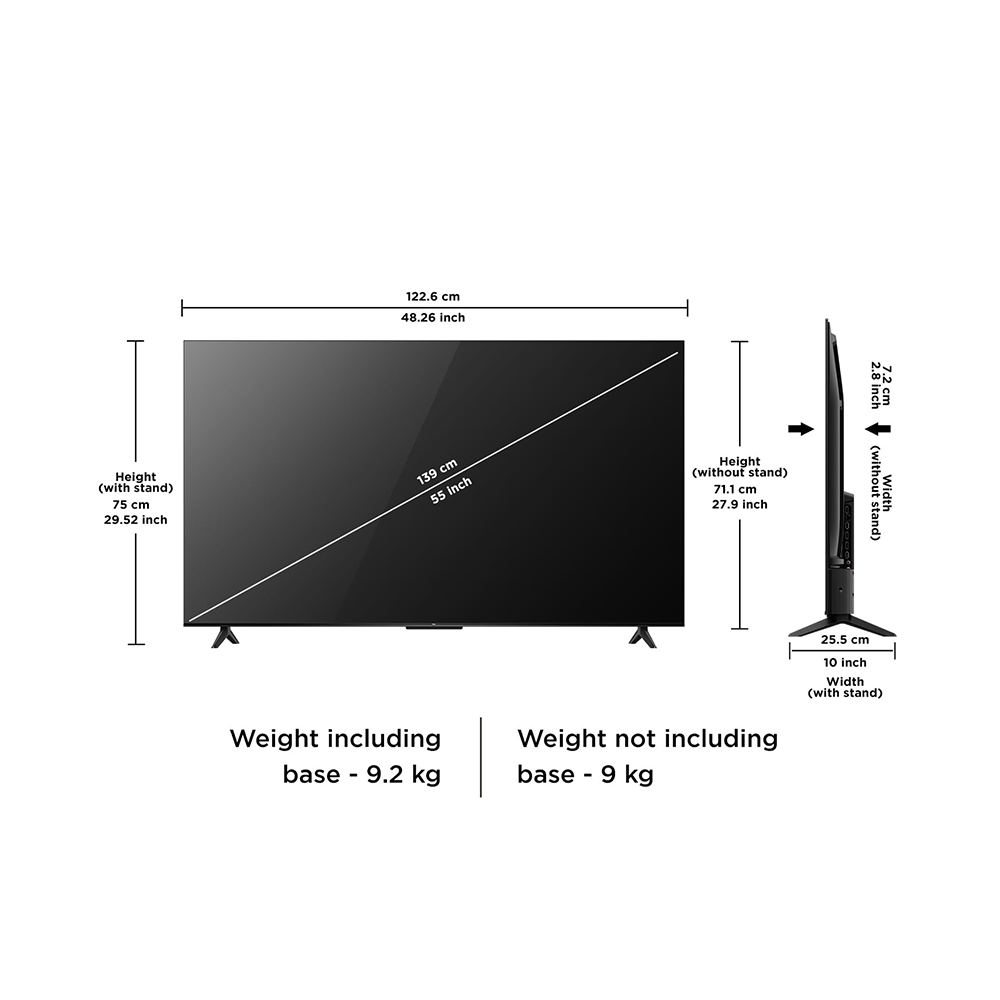 تي سي إل تلفزيون 4K Ultra HD سمارت مقاس 55 بوصة قوة 125 وات موديل 55V6B - أسود