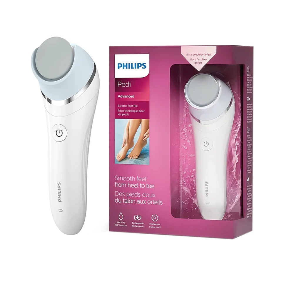 فيليبس بيدي ادفانسد مكينة كهربائية لتنعيم القدمين بقياس 158 ملم - أبيض