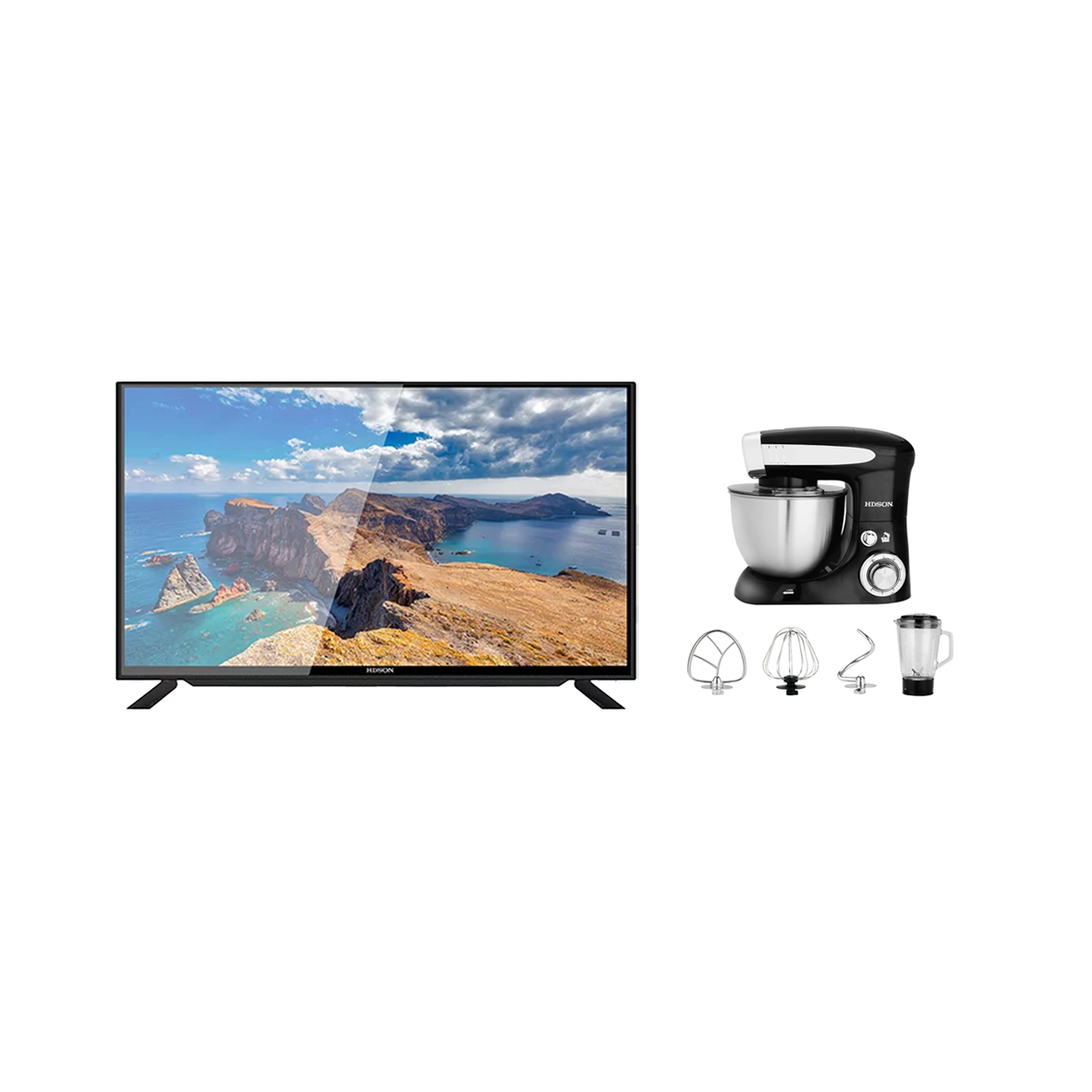 هيدسون تلفزيون سمارت ضد الكسر مقاس 32 بوصة قوة 35 وات موديل HLD-P32HSW-8G + عجانة كهربائية بقوة 800 وات وسعة 4 لترموديل HSM-232-B4 