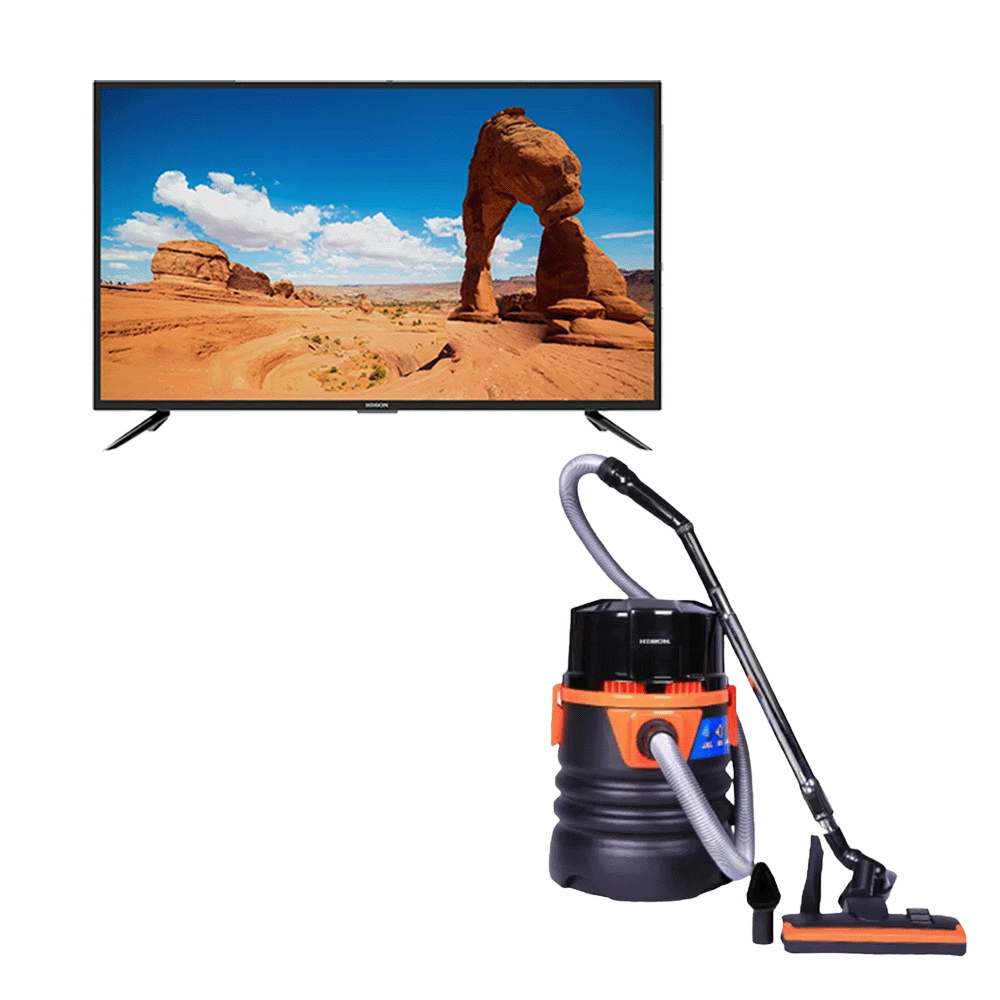 هيدسون تلفزيون سمارت ضد الكسر مقاس 55 بوصة قوة 65 وات موديل HLD-P55UHS-4K-8G + هدسون مكنسة كهربائية رطبة / جافة بقوة 1800 وات وسعة 18 لتر موديلHVC-P3695WD 