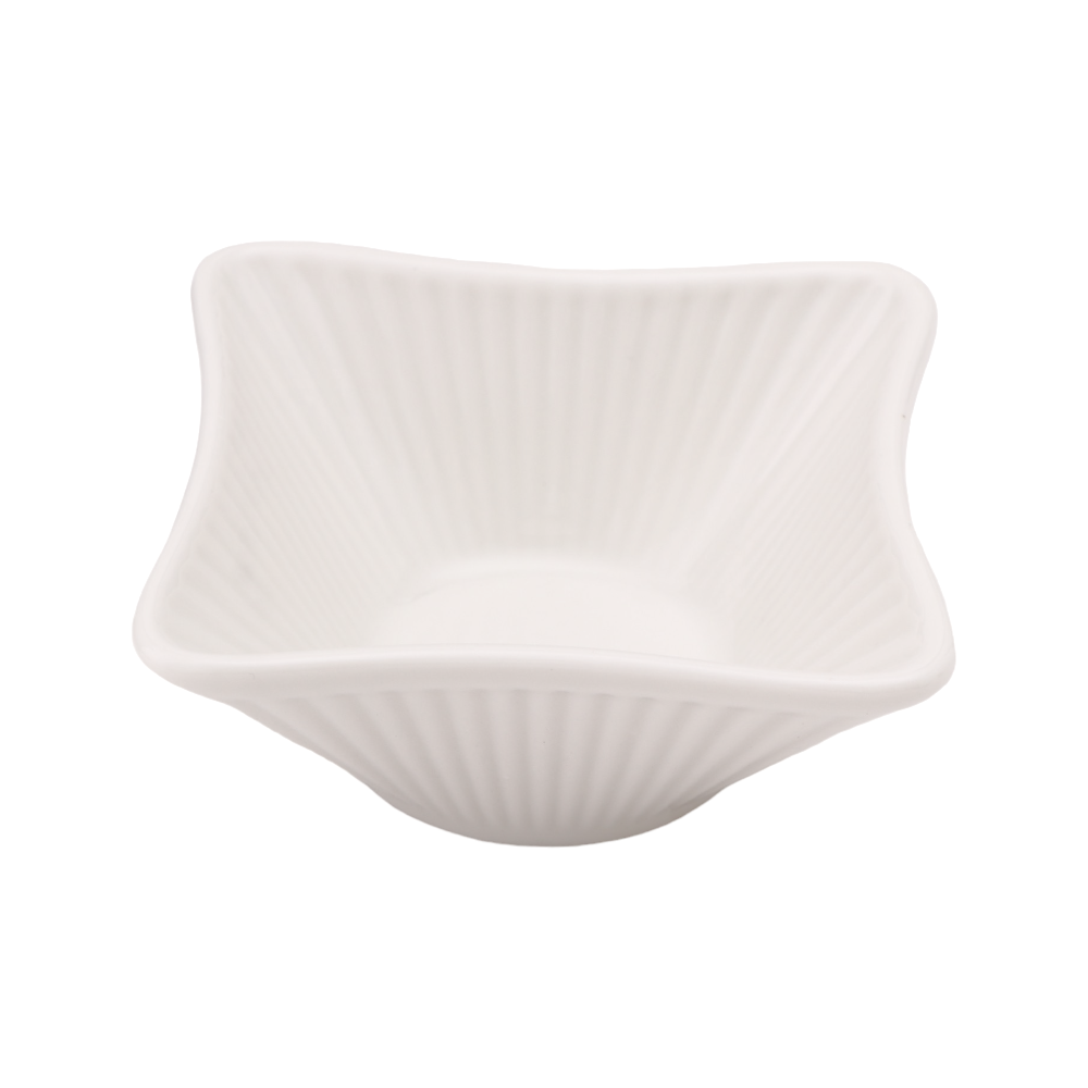 طقم مطايب سيراميك مربعة صغيرة بحواف بارزة - 3 قطع أبيض