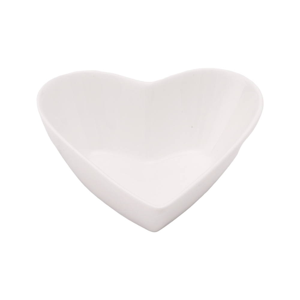 طقم مطايب سيراميك صغيرة شكل قلب - 3 قطع أبيض