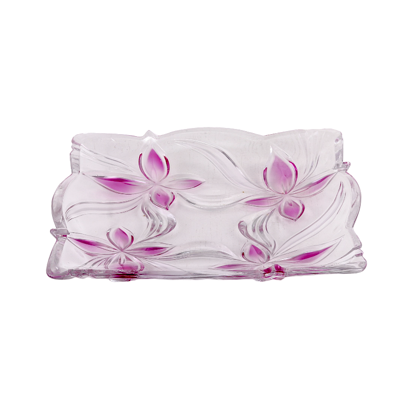 صحن تقديم زجاجي  منقوش  -  30 سم