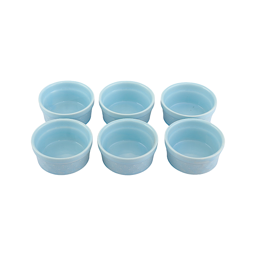طقم مطايب سيراميك دائرية صغيرة - 6 قطع أزرق