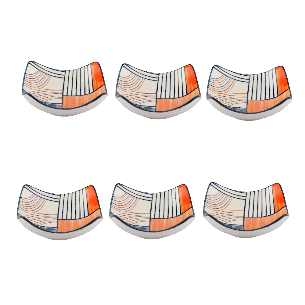 طقم مطايب سيراميك مربع بزوايا بارزة  - 6 قطع 