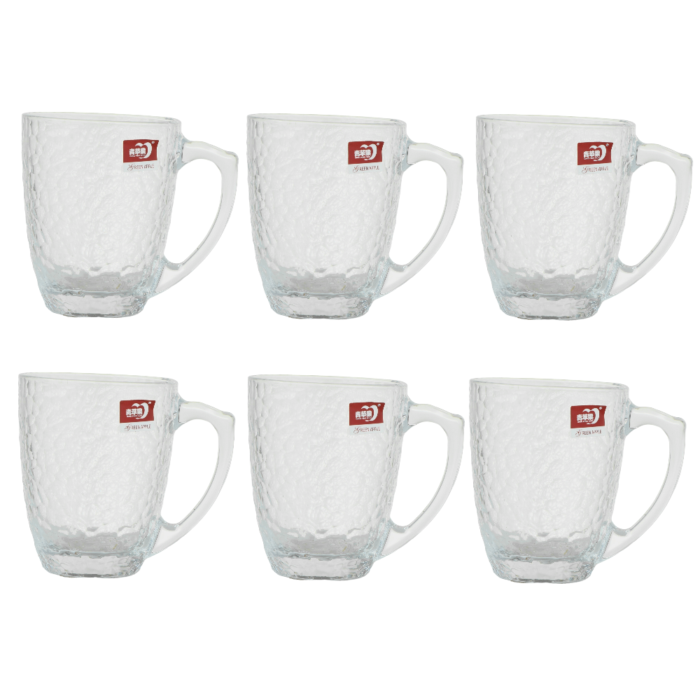 طقم كاسات شاي زجاجية محبب سعة 248 مل موديلZB317B - ست قطع  