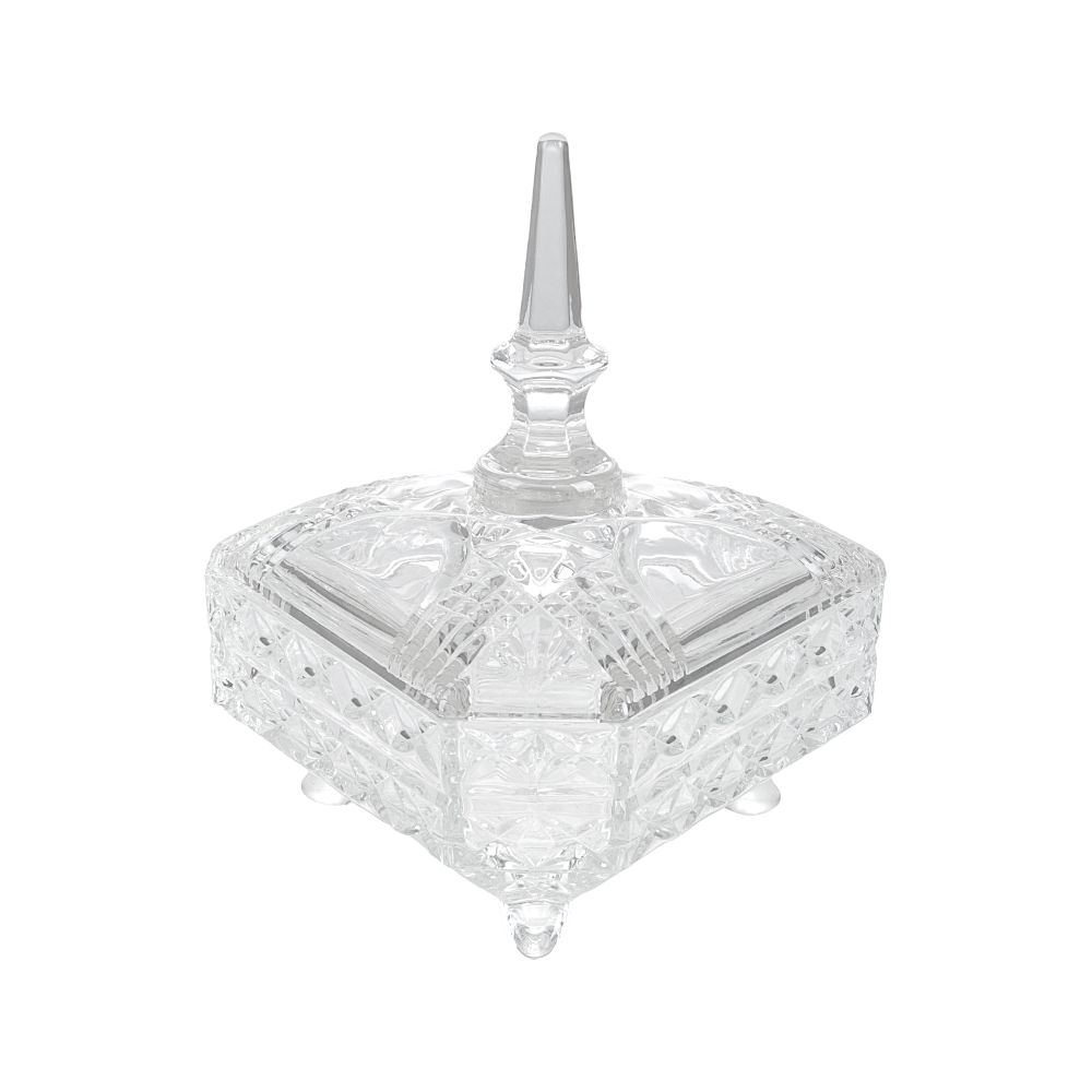 سكرية وعلبة حلويات زجاجية بغطاء - 18 سم