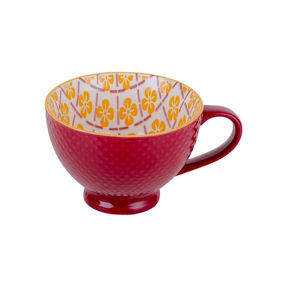 داني هوم مطيبة سيراميك بنقشة النباتات المُثلّثة  355 مل - أحمر