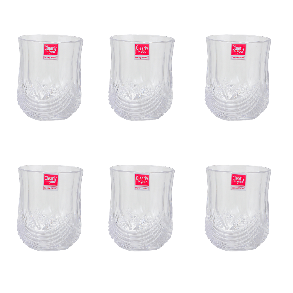 داني هوم طقم كاسات شاي زجاجية شفافة - 6 قطع