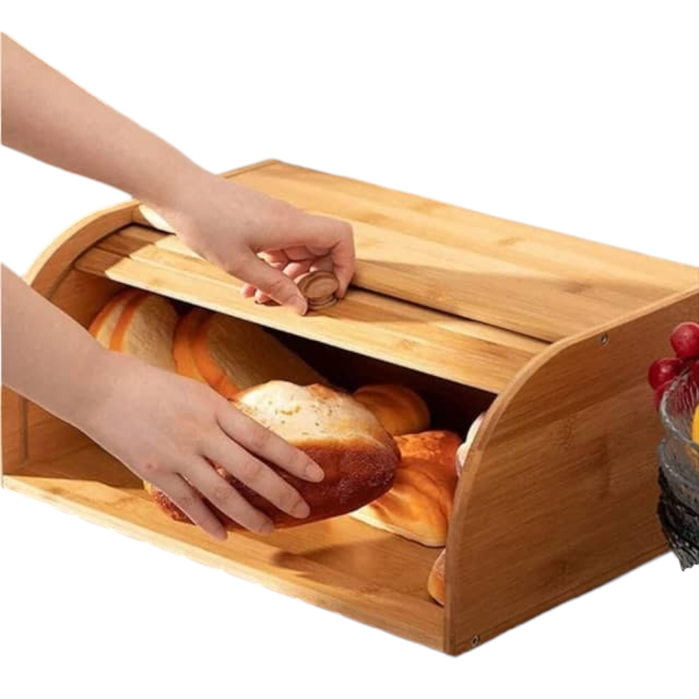 صندوق خشبي لحفظ الخبز مع غطاء بأبعاد 40*25سم - بني