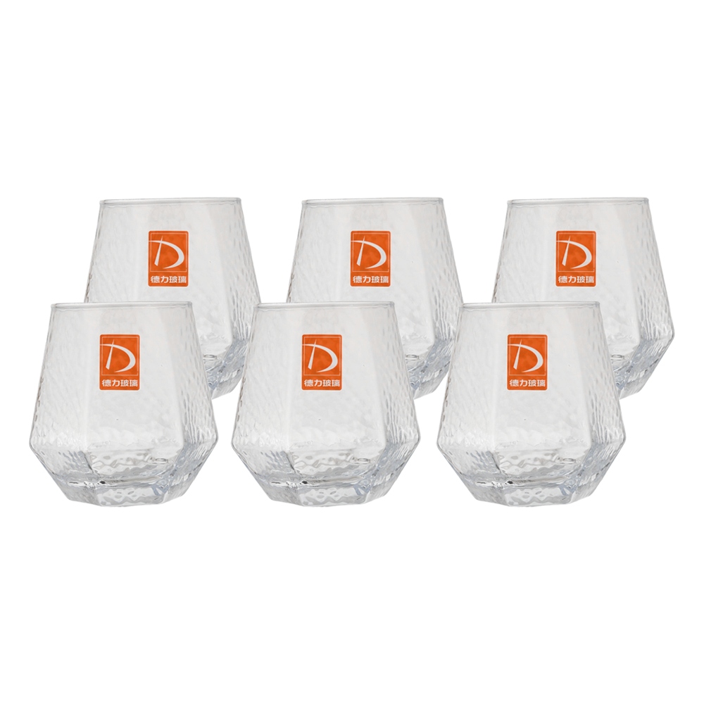 طقم كاسات عصير زجاجية شكل كريستالي مزخرف  سعة 310 مل -  6 قطع   