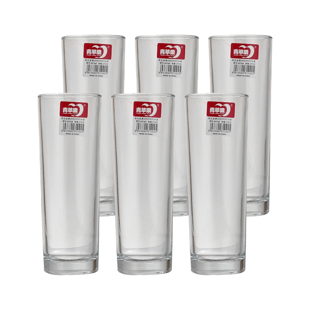 أورجانيتد فروم لوف طقم كاسات عصير زجاج أسطوانية طويلة سعة 275 مل  - 6 قطع 