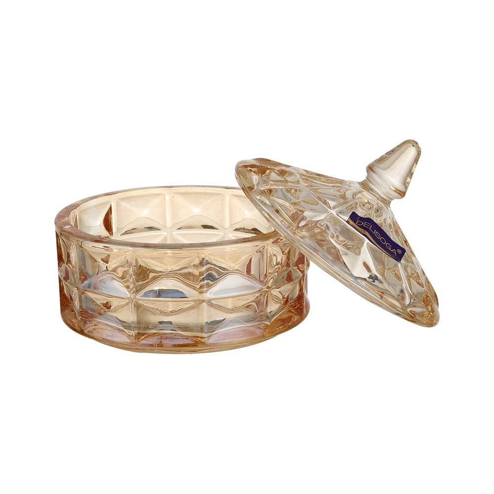 ديلسوجا سكرية زجاج دائرية مع الغطاء -  ذهبي