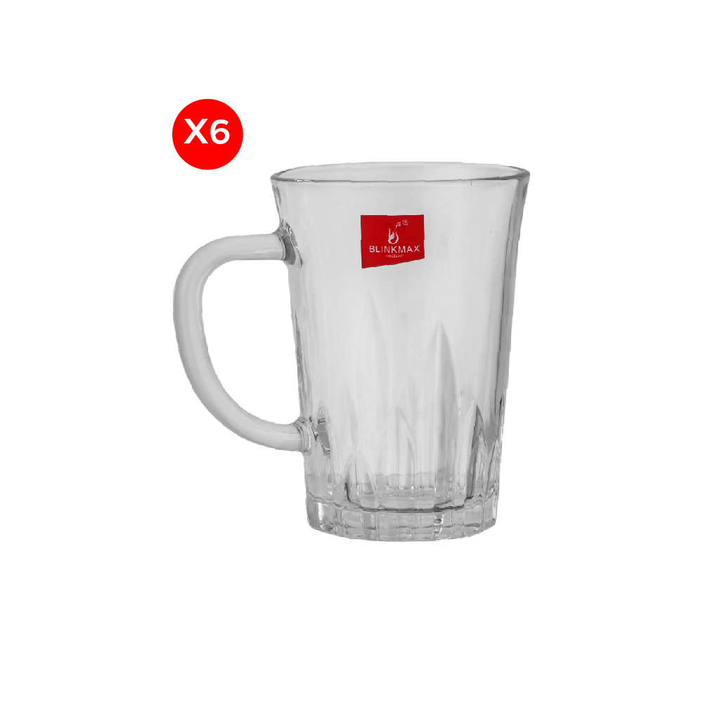 بلينك ماكس طقم أكواب قهوة زجاجية شفافة بسعة 205 مل موديل KTZB134 - عدد 6 قطع