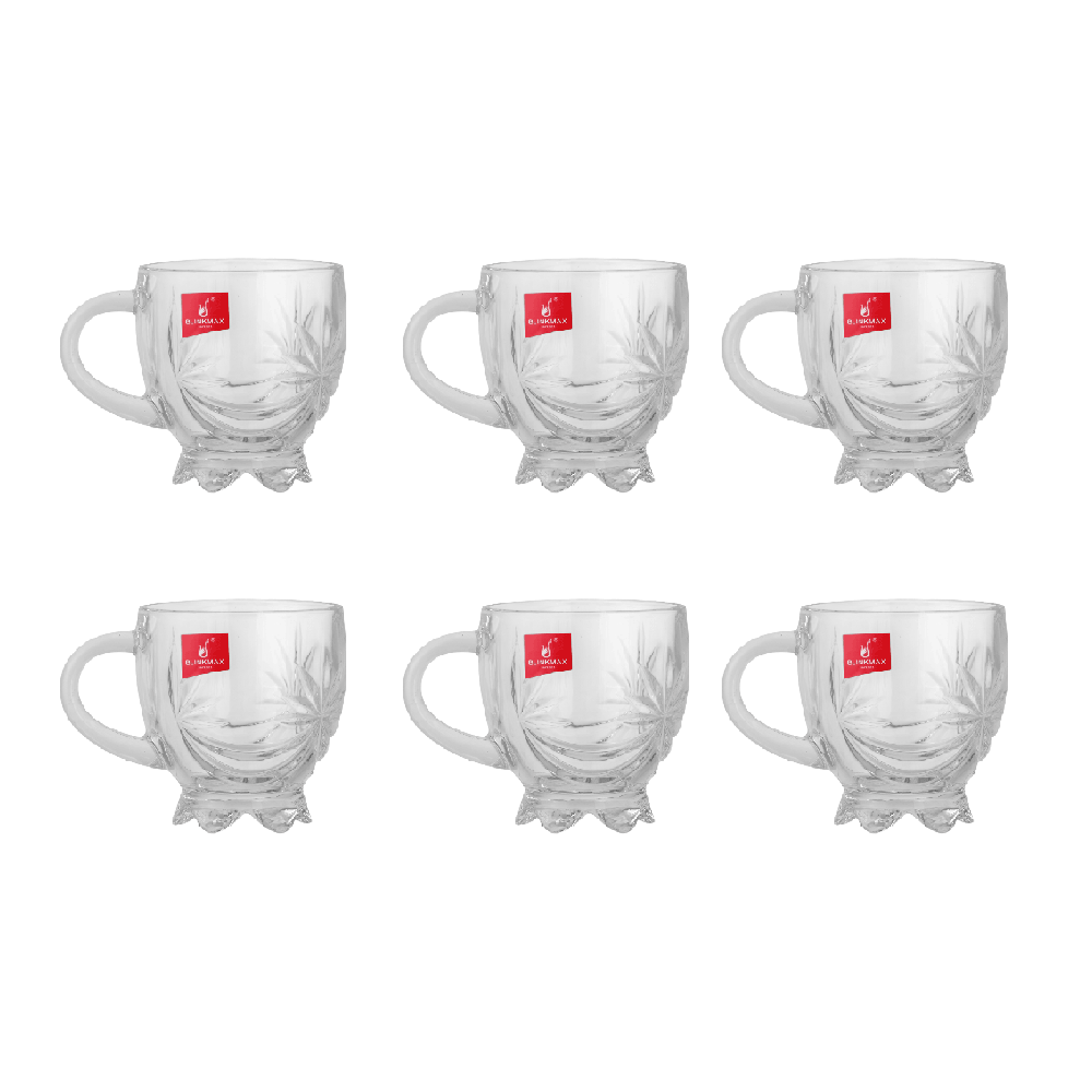 بلينك ماكس طقم أكواب قهوة زجاجية شفافة بسعة 155 مل موديل KTZB43 - عدد 6 قطع
