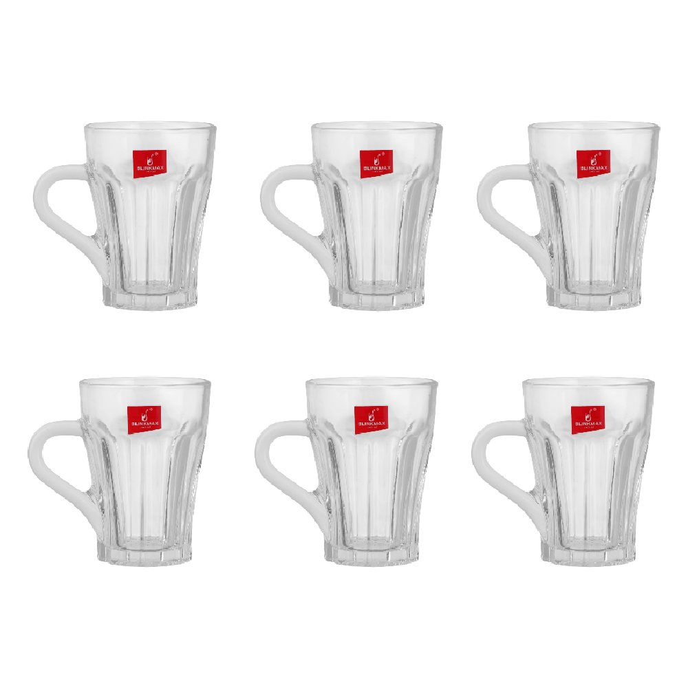 بلينك ماكس طقم أكواب قهوة زجاجية شفافة بسعة 160 مل موديل KTZB49 - عدد 6 قطع
