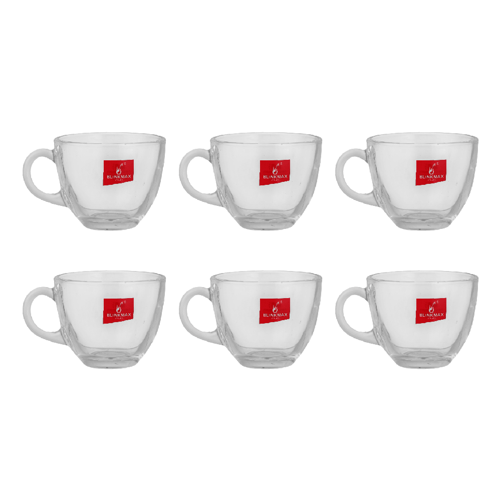 بلينك ماكس طقم أكواب قهوة زجاجية شفافة بسعة 80 مل موديل KTZB120 - عدد 6 قطع
