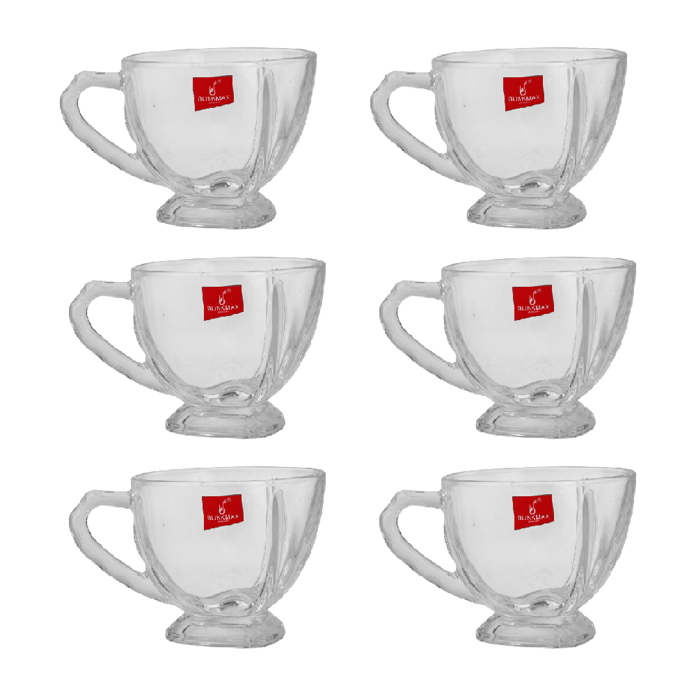 بلينك ماكس طقم أكواب قهوة زجاجية منقوشة بسعة 180 مل موديل KTZB140 - عدد 6 قطع