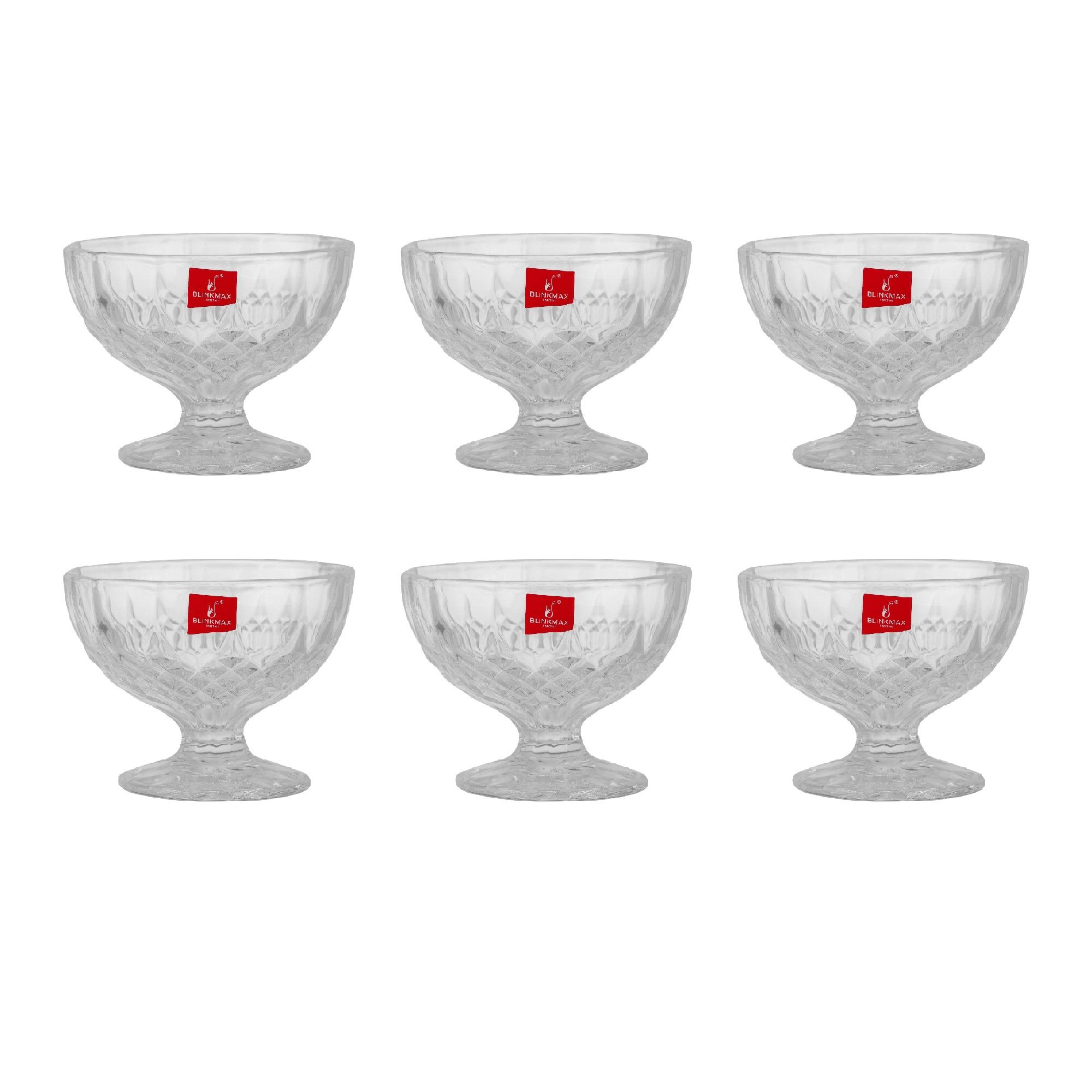 بلينك ماكس طقم مطايب تقديم زجاجية منقوشة بسعة 230 مل موديل LZ1305 - عدد 6 قطع
