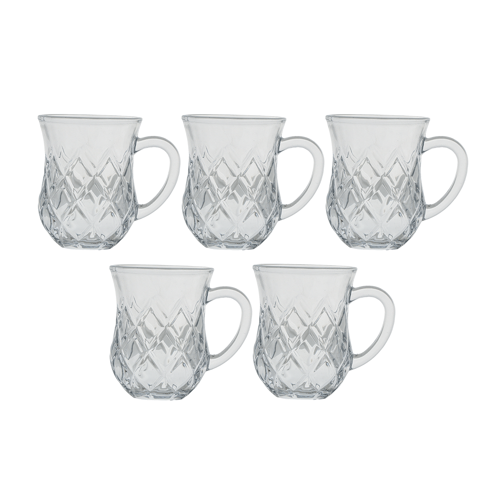 سيدار طقم فناجين شاي زجاجية 6 قطع - 250 مل