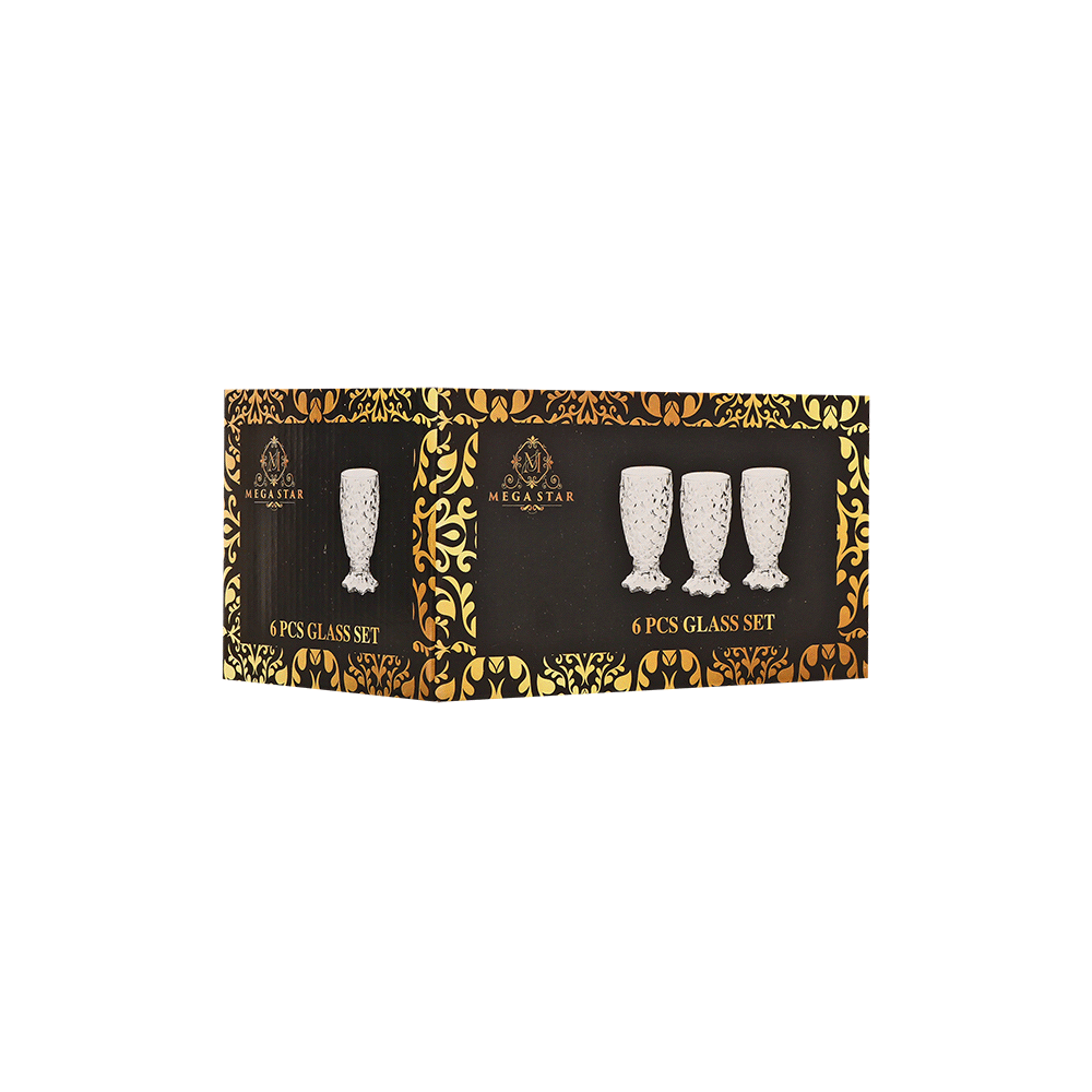 ميجا ستار طقم أكواب زجاجية بتصميم أناناس 6 قطع - 350 مل