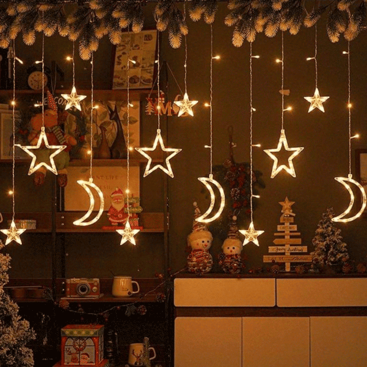 ستارة زينة رمضان مضيئة شكل نجوم و هلالات تعمل بالكهرباء 