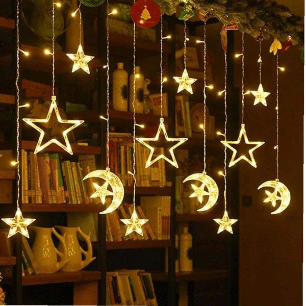 ستارة زينة رمضان مضيئة شكل نجوم و هلالات تعمل بالكهرباء 