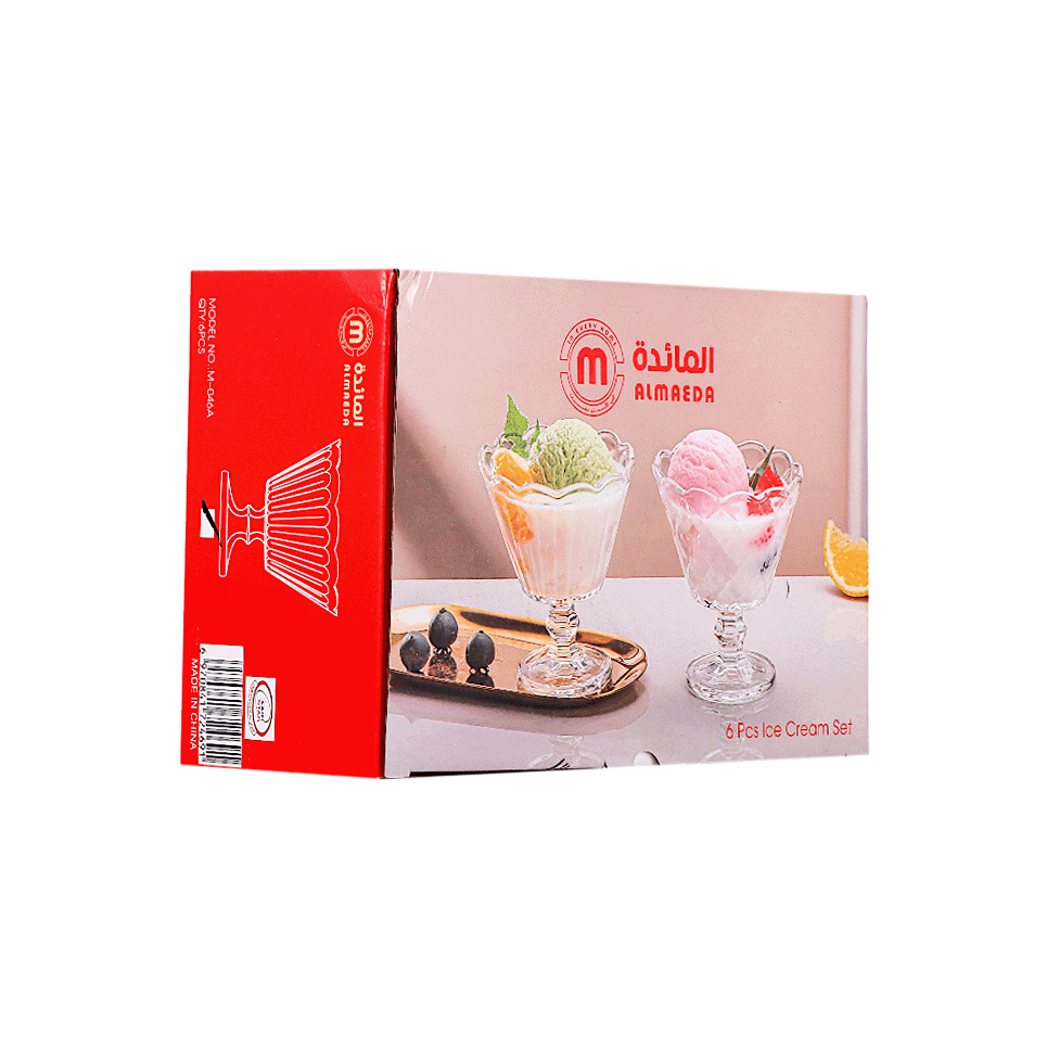 المائدة طقم مطايب آيس كريم زجاجية - 6 قطع