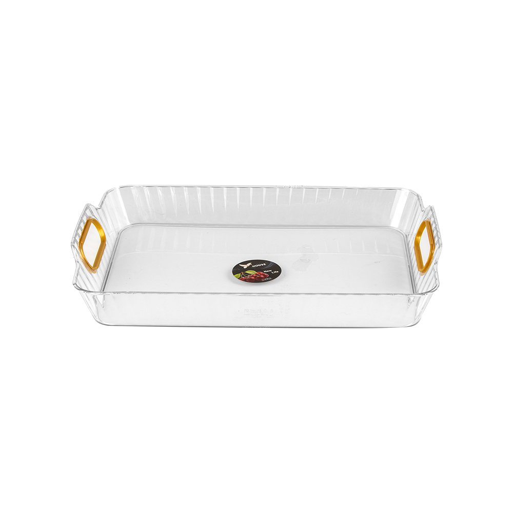 صحن تقديم إكريليك شفاف بمقابض جانبية - 38 سم 