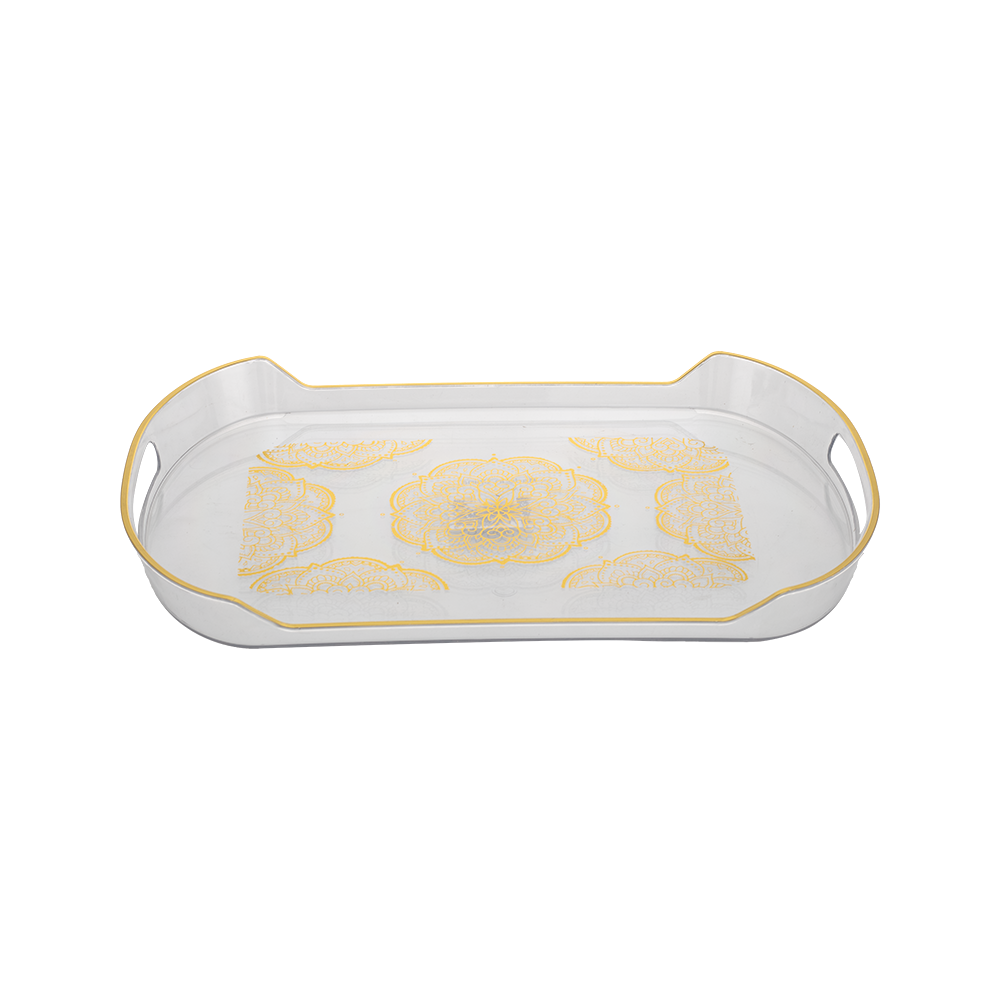 طبق تقديم بيضاوي من الاكريلك بمقابض - 40*25 سم 