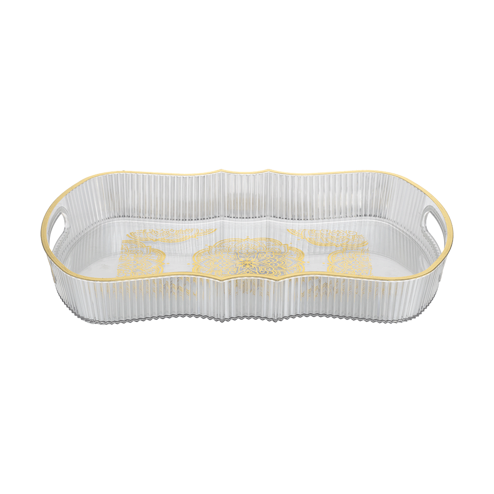 طبق تقديم من الاكريلك بمقابض وتصميم مموج - 45 سم 