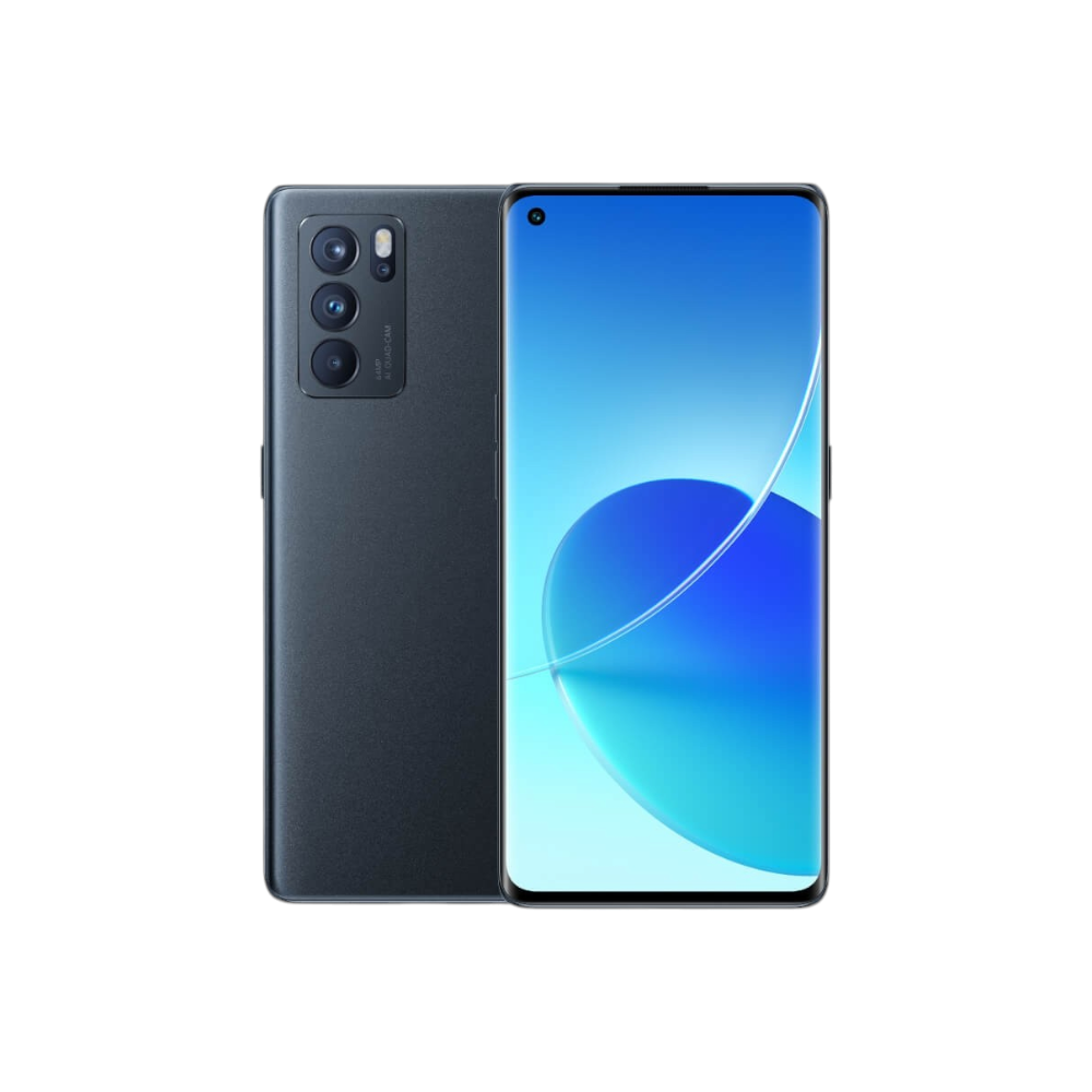 أوبو رينو 6 برو 5G جوال محمول بشريحتين GSM, CDMA وذاكرة سعة 256 جيجابايت، رام 12 جيجابايت- أسود
