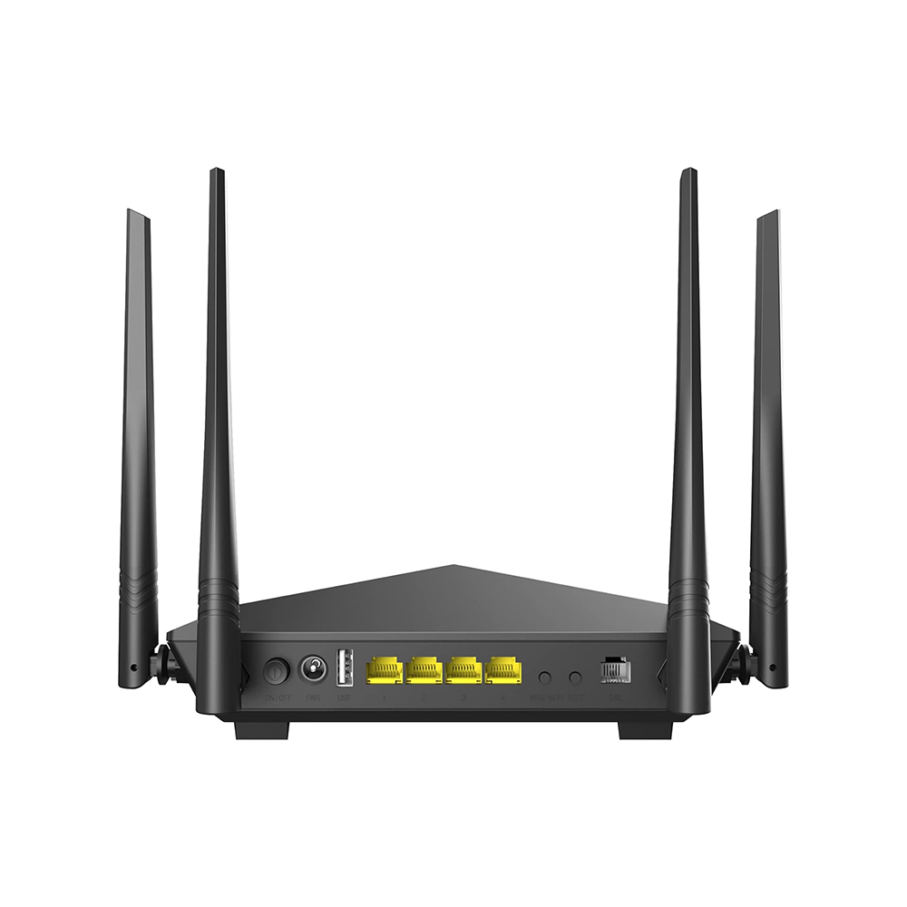 تندا جهاز توجيه مودم AC1200 ثنائي النطاق موديل V12 - أسود 
