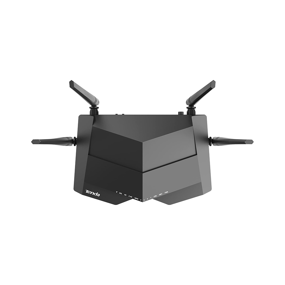 تندا جهاز توجيه مودم AC1200 ثنائي النطاق موديل V12 - أسود 