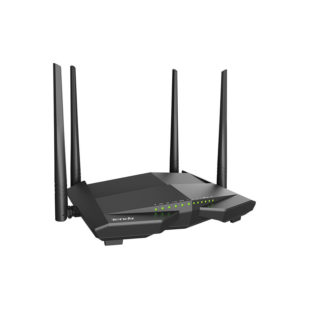 تندا جهاز توجيه مودم AC1200 ثنائي النطاق موديل V12 - أسود 