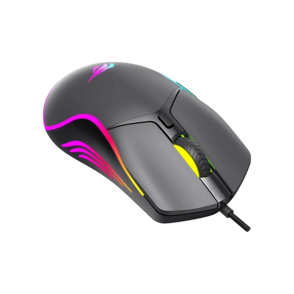 هافيت ماوس ألعاب سلكي بإضاءة RGB موديل MS1029 - أسود