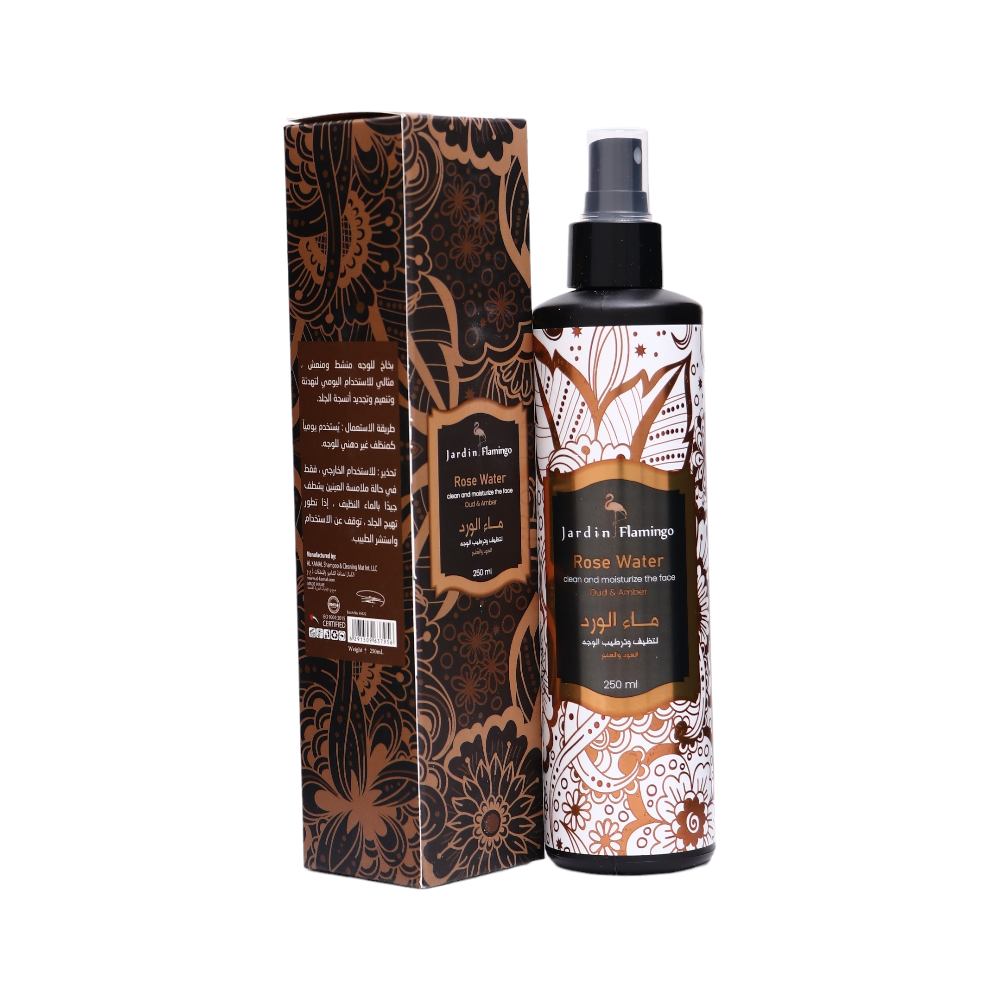 جاردن فلامينجو ماء الورد بالعود و العنبر لتنظيف و ترطيب الوجه - 250 مل