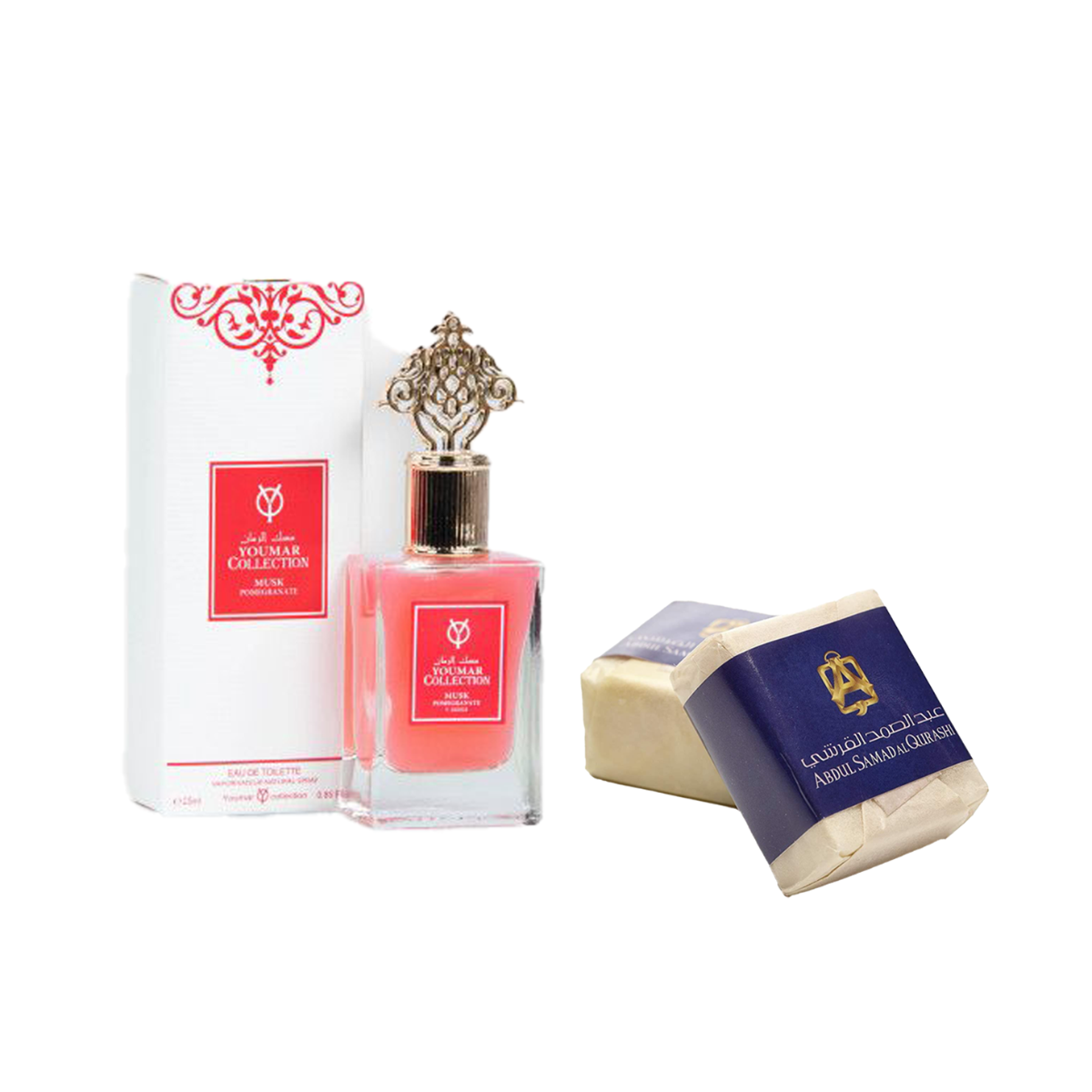 باكج معطر الجسم مكعب مسك عبدالصمد القرشي + عطر مسك الرمان يومار25 مل
