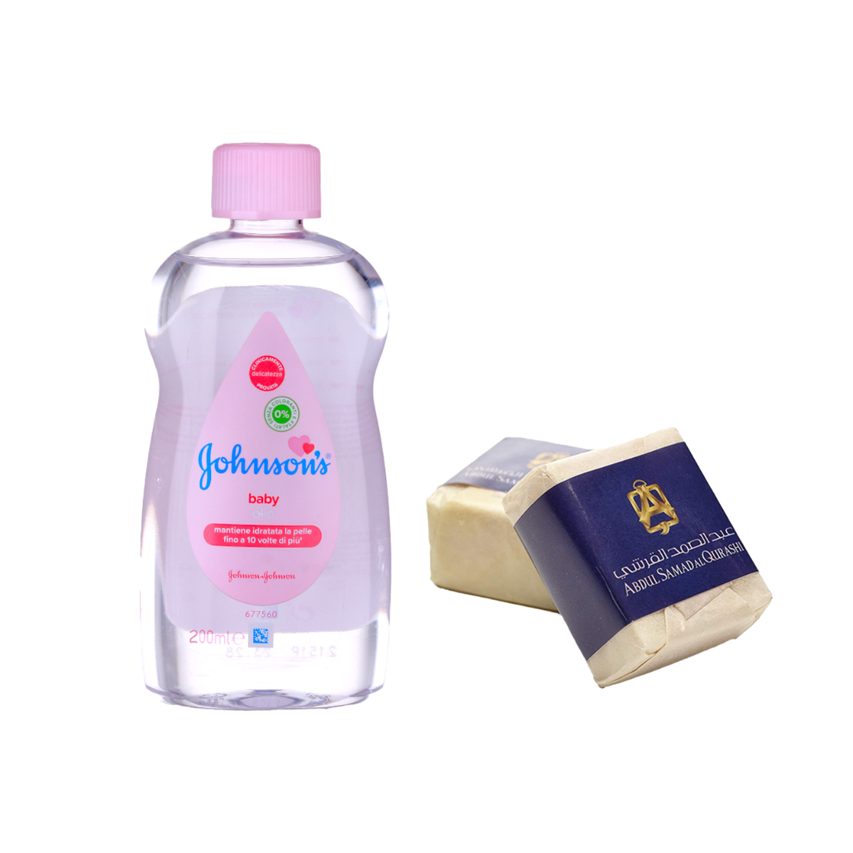 باكج معطر الجسم مكعب مسك عبدالصمد القرشي + زيت جونسون الأصلي 200 مل