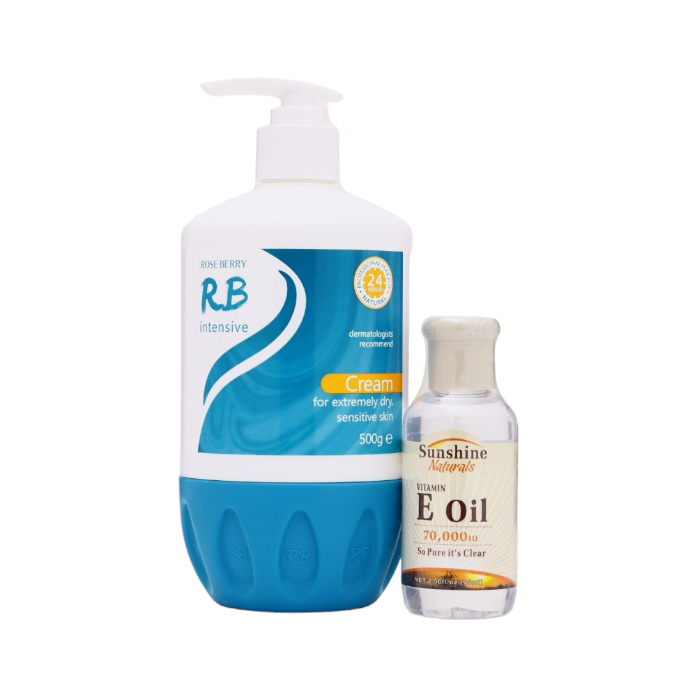 روز بيري كريم الترطيب المكثف 500 مل + زيت فيتامين إي من سن شاين ناتشرز  75 مل 