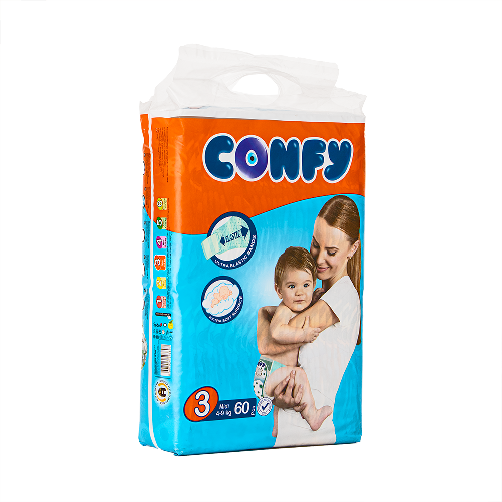 كونفي حفاضات أطفال مقاس وسط3 لوزن 4-9 كجم - 60 قطعة