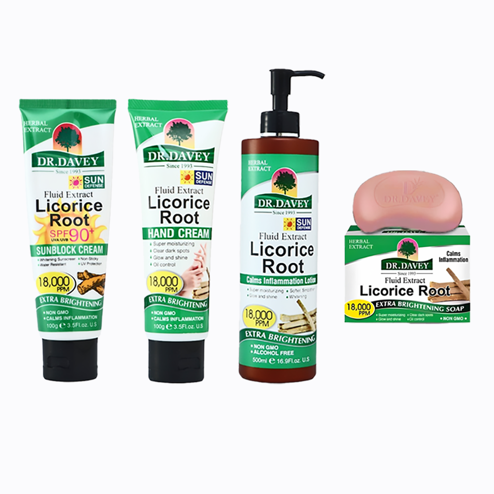 دكتور ديفي مجموعة عرق السوس لتفتيح البشرة و معالجة التصبغات -  4 قطع 