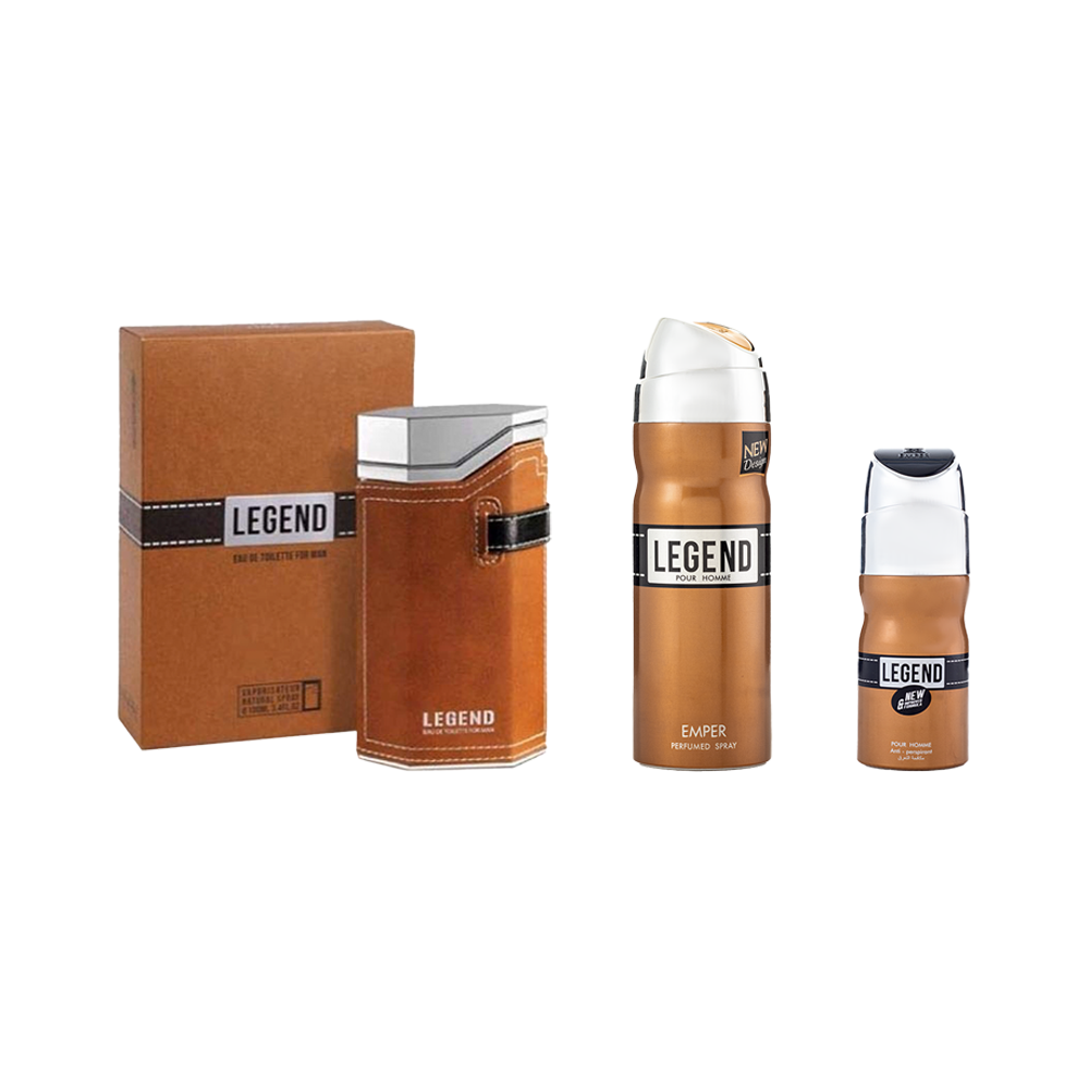 باكج مجموعة امبر ليجند عطر امبر رجالي 100مل + بخاخ رائحة جسم رجالي 200مل + رول مضاد للتعرق للرجال 60مل