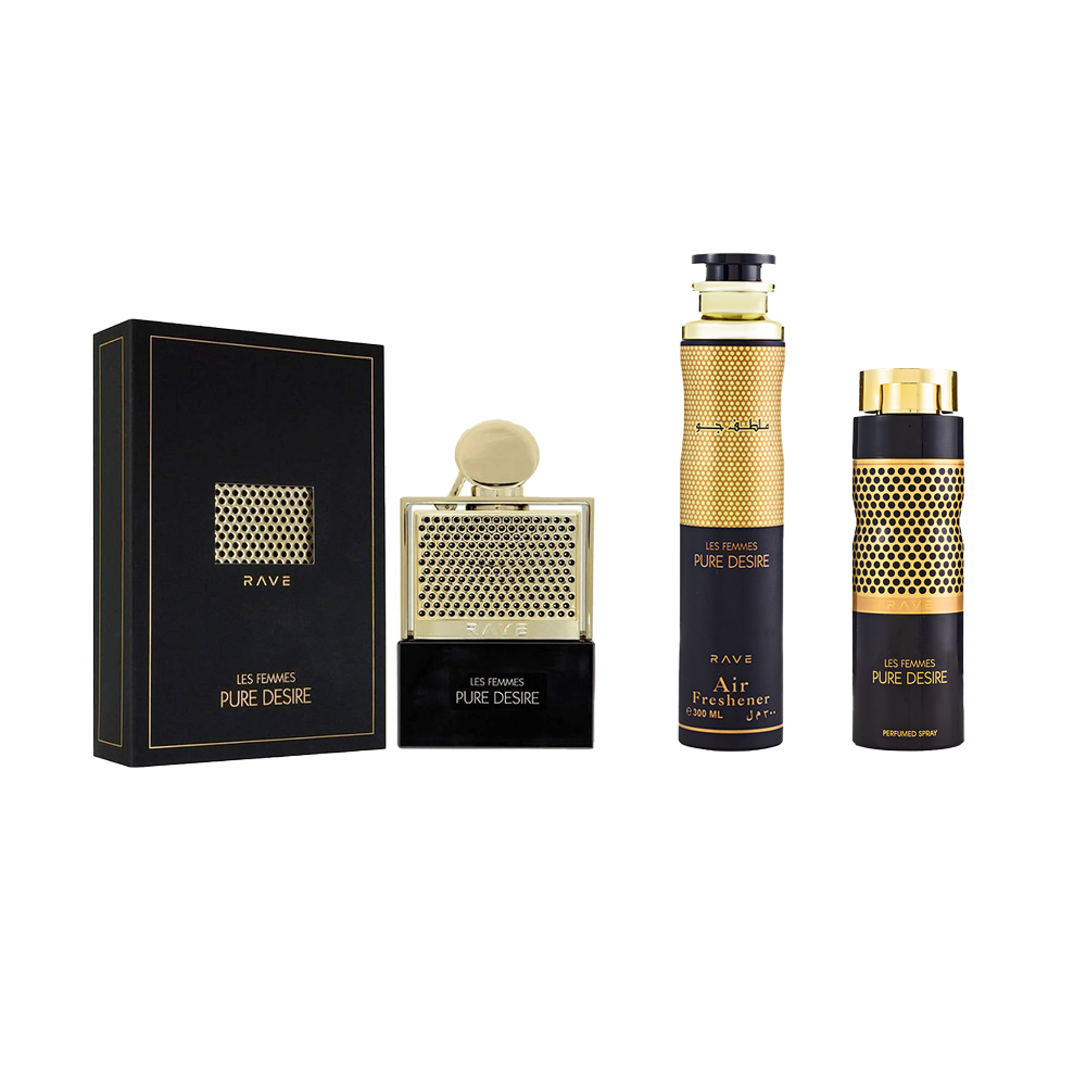 باكج ريف بيور ديزاير عطر رجالي 100مل + معطر جسم للنساء 200مل + معطر جو منعش 300مل